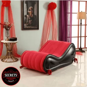 Red and Black Blow Up Sex Couch With 4 attachable Restraint Cuffs