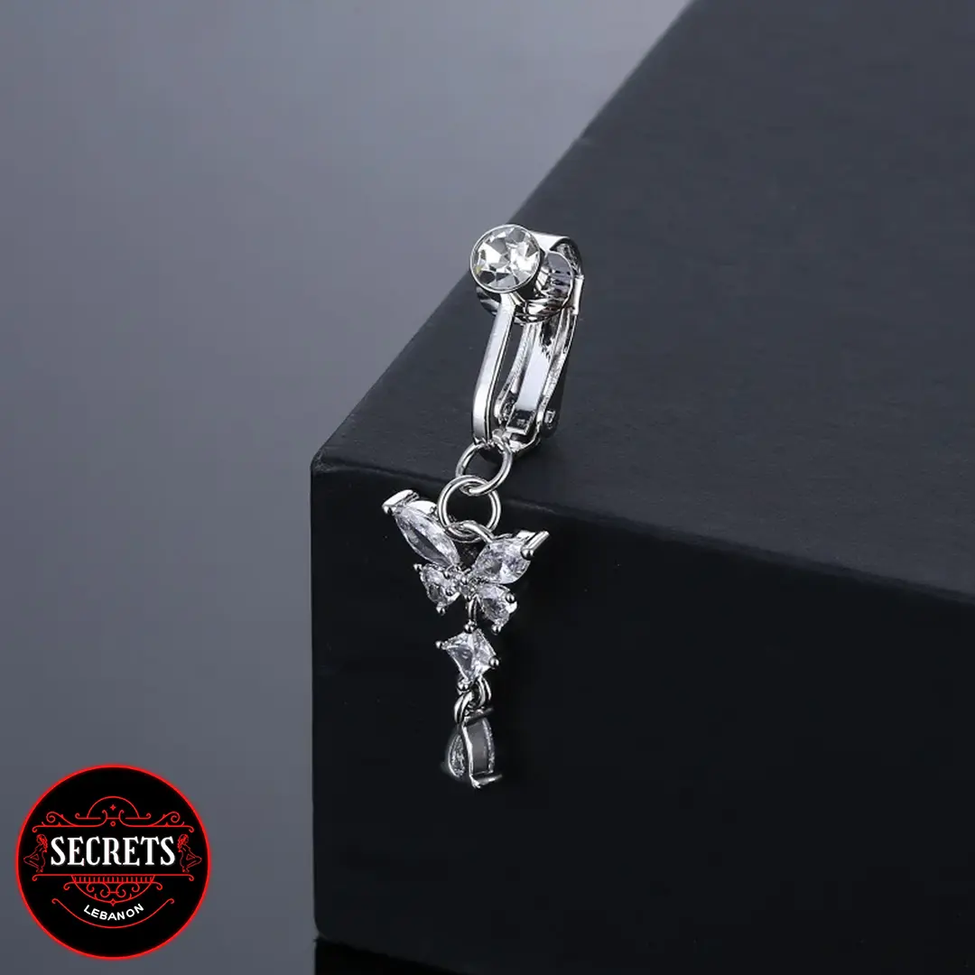 Silver Clip on Butterfly Belly Piercing Lebanon