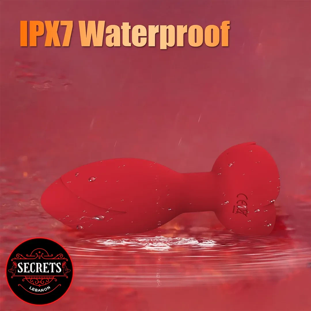 10 Mode App Controlled Rose Butt Plug red silicone wet IPX7 waterproof