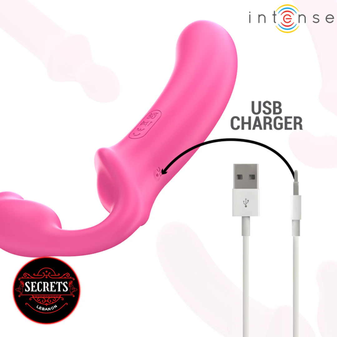 10 Mode Remote Control Strapless Vibrator in pink with USB charging cable