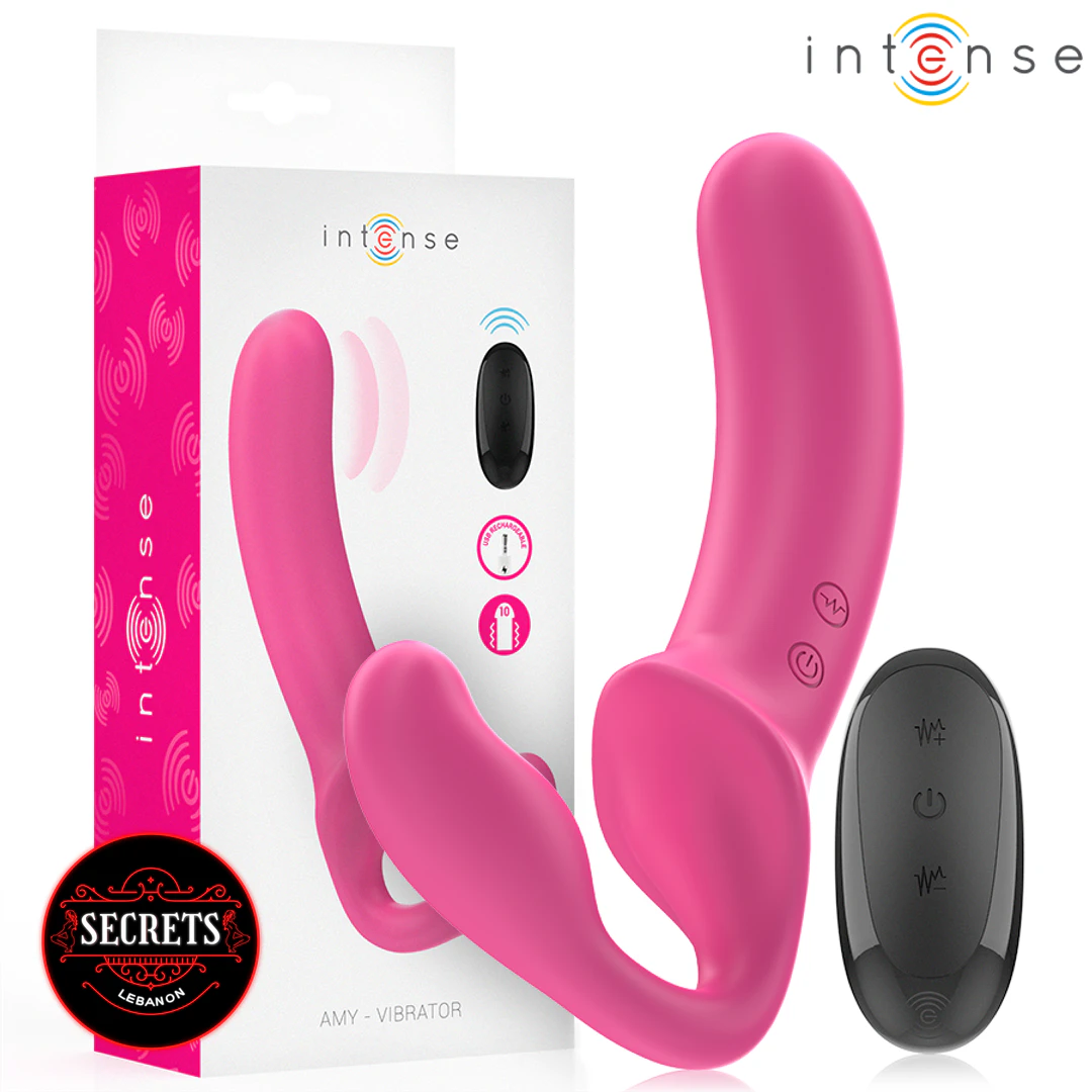 10 Mode Remote Control Strapless Vibrator in pink with black remote and packaging