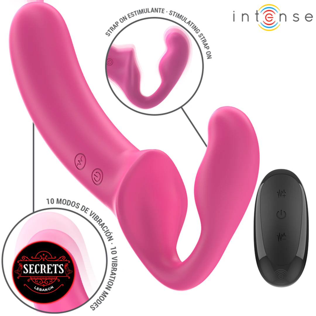 10 Mode Remote Control Strapless Vibrator in pink with black remote