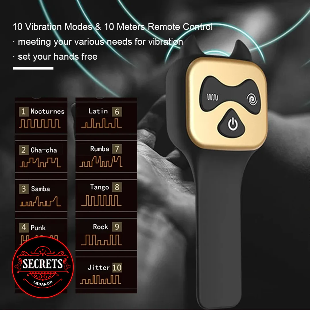 15 Mode Heating Rotating Prostate Vibrator black gold remote control with 10 modes chart