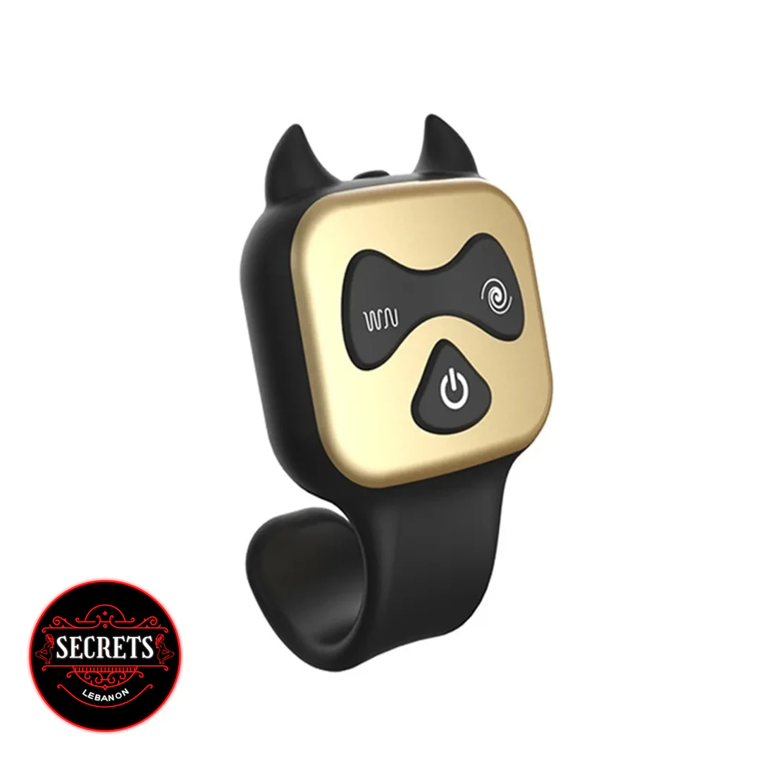 15 Mode Heating Rotating Prostate Vibrator in black and gold with devil horns