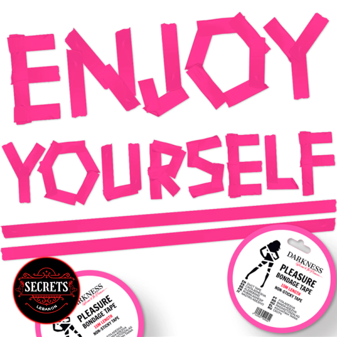15M Non Sticky Bondage Tape hot pink rolls with Darkness branding