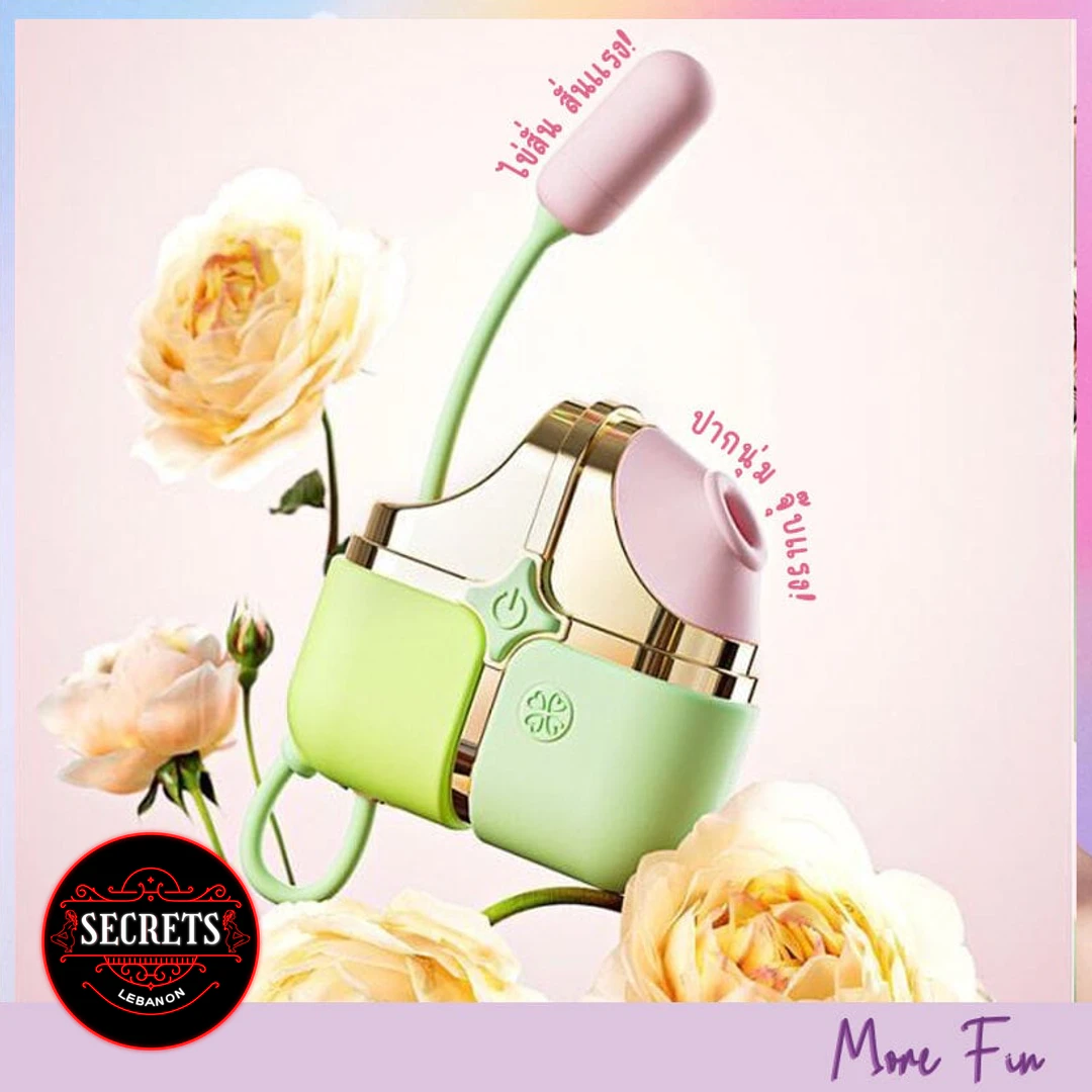2 In 1 Sucker Jumping Egg Vibrator in pastel green and pink with gold trim