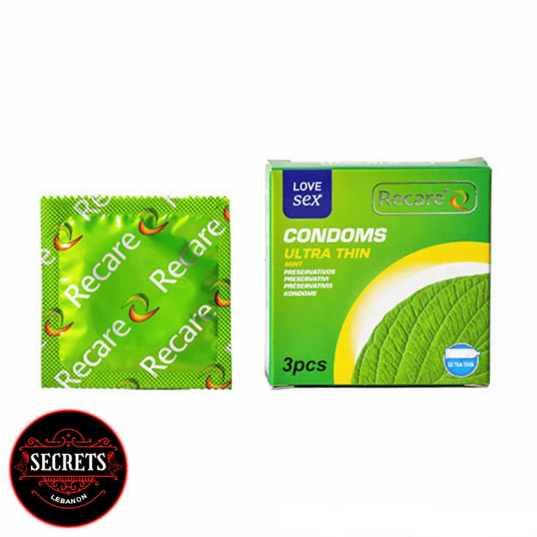 3 Pack Ultra Thin Mint Condoms green box with single foil wrapper