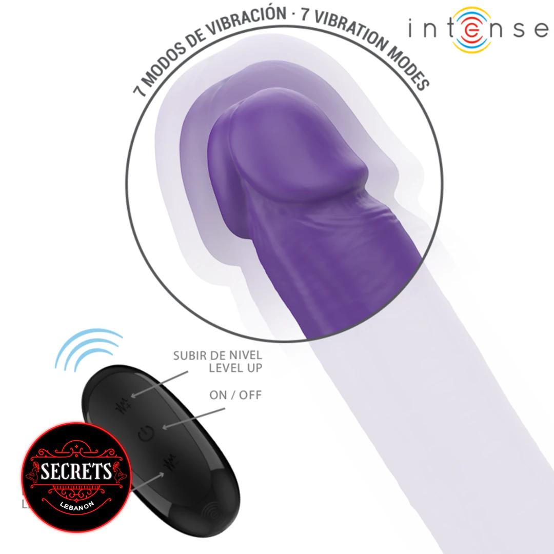 7 Mode Double Ended Vibrating Dildo in purple with wireless remote control