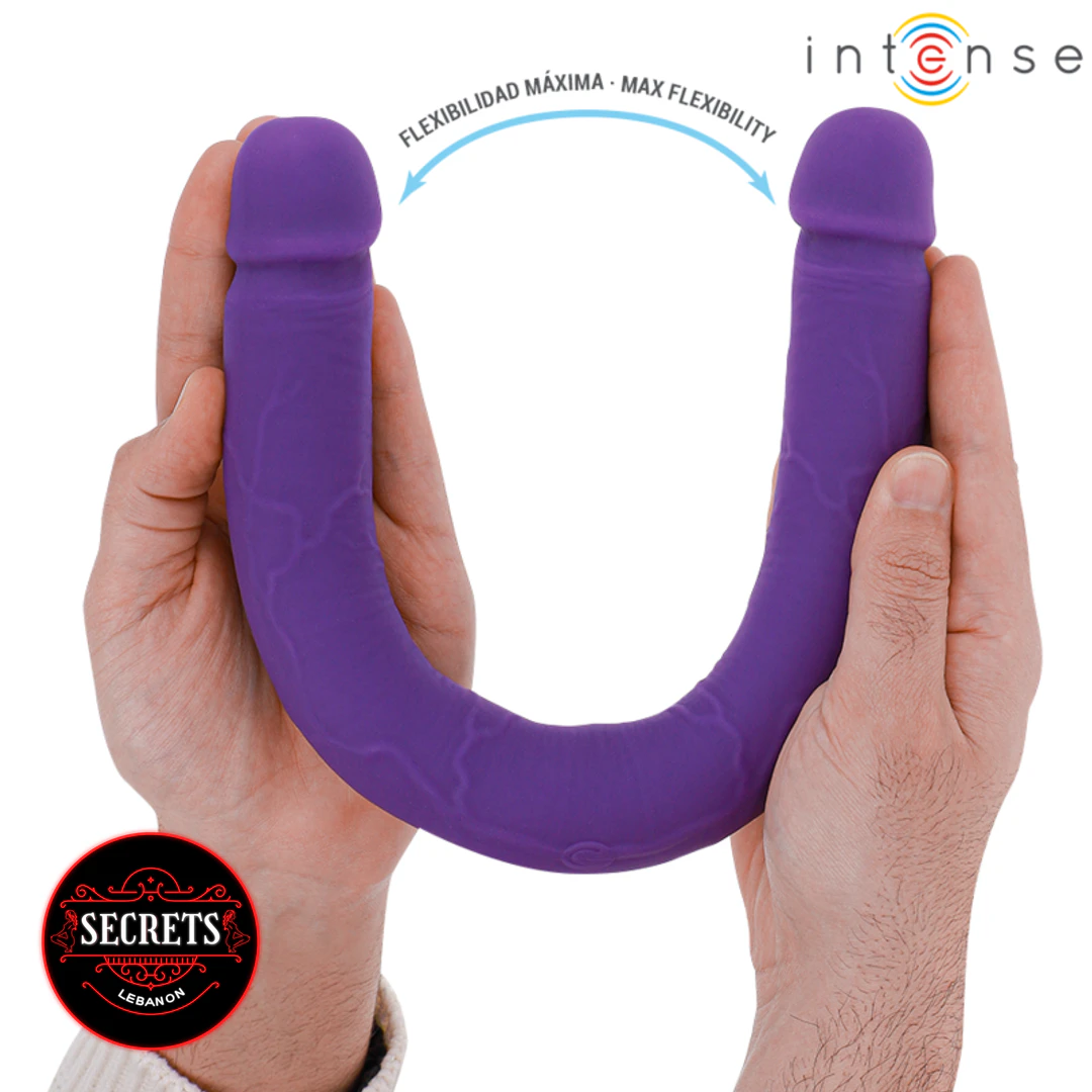 7 Mode Double Ended Vibrating Dildo bent U-shape held by two hands