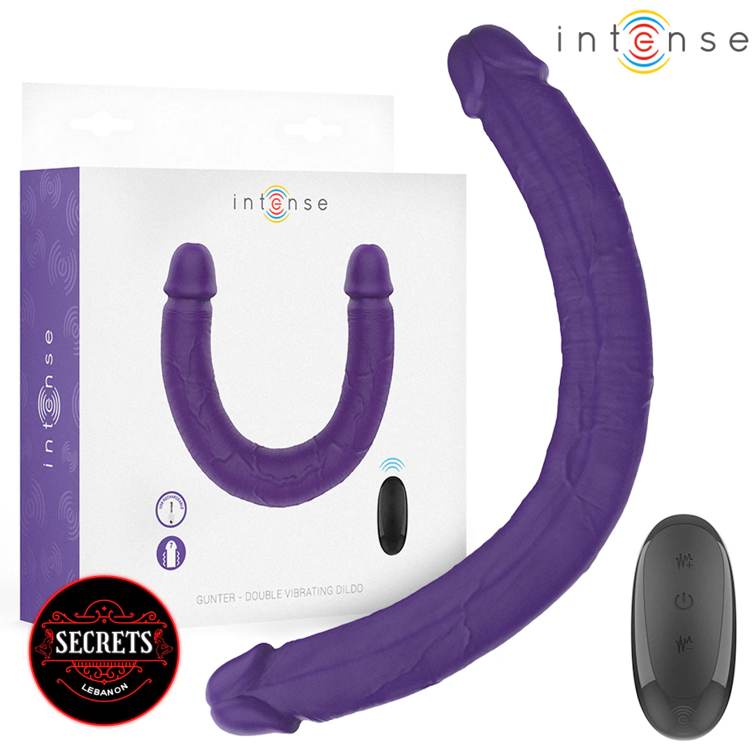 7 Mode Double Ended Vibrating Dildo purple with wireless remote and box