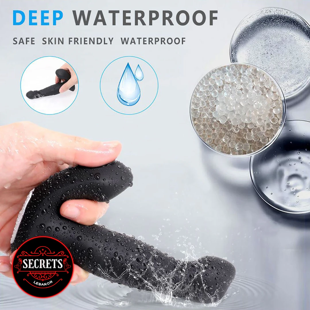7 Mode Thrusting Prostate Vibrator black silicone wet in hand splashing water