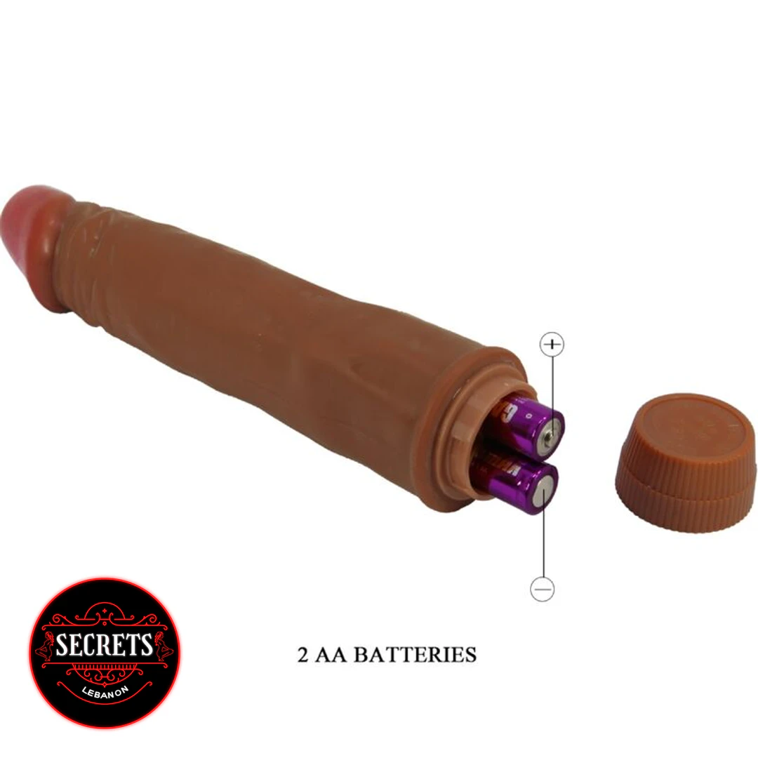 8.3 Inch Multi-Speed Vibrating Dildo with two AA batteries exposed