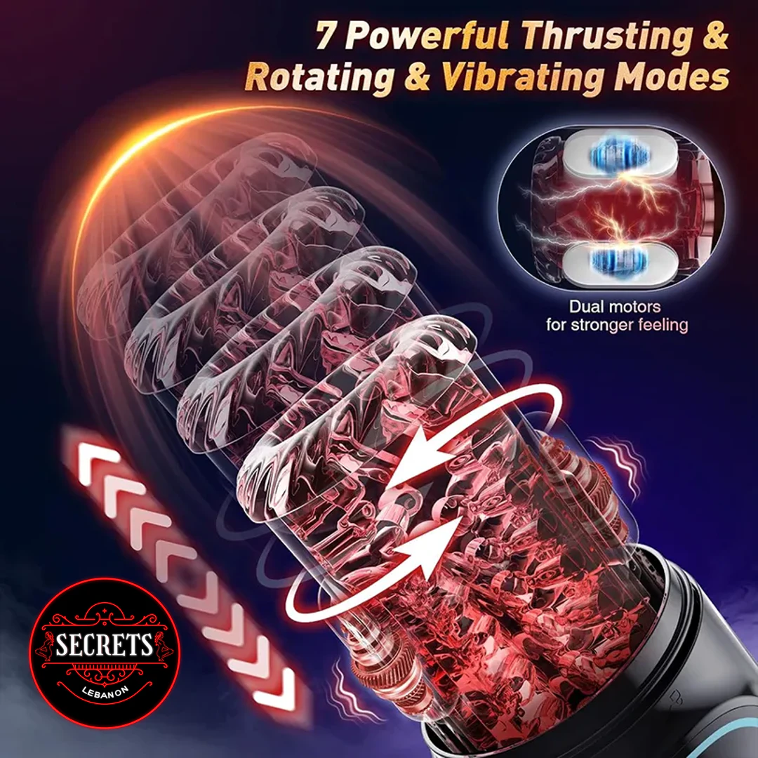 8 Mode Sucking Thrusting Masturbator with glowing textured interior and dual motors