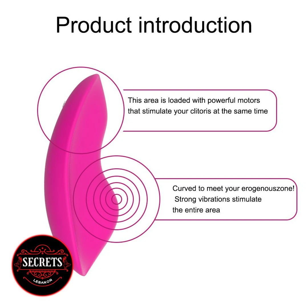 9 Mode App Controlled Wearable Vibrator product introduction infographic in pink