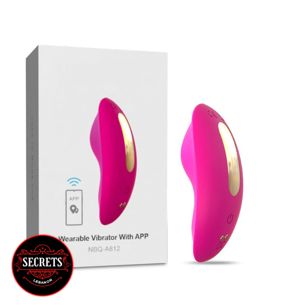 9 Mode App Controlled Wearable Vibrator in hot pink beside retail box