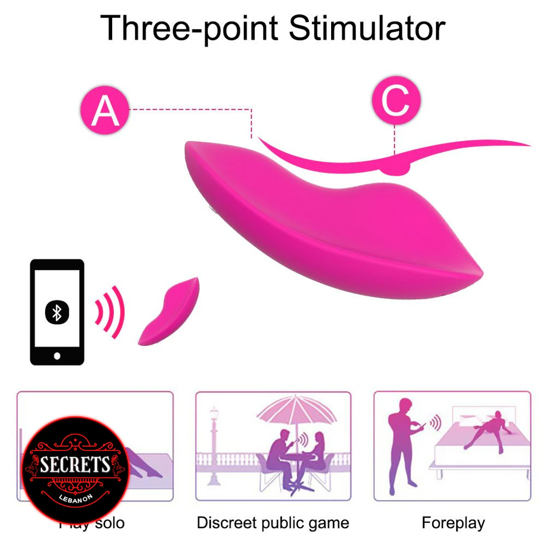 9 Mode App Controlled Wearable Vibrator hot pink with Bluetooth diagram
