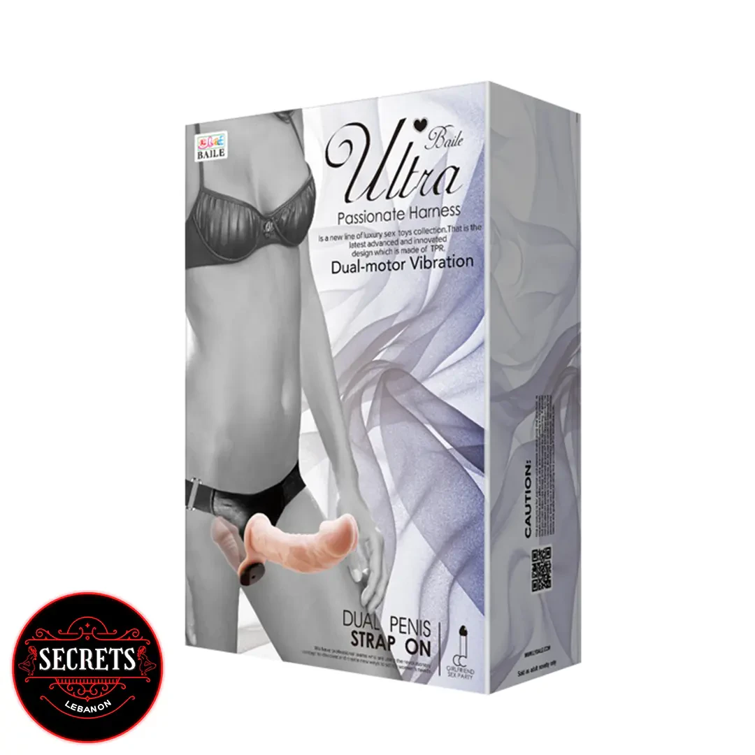 Baile Ultra Dual Penis Strap-On retail packaging shown at an angle