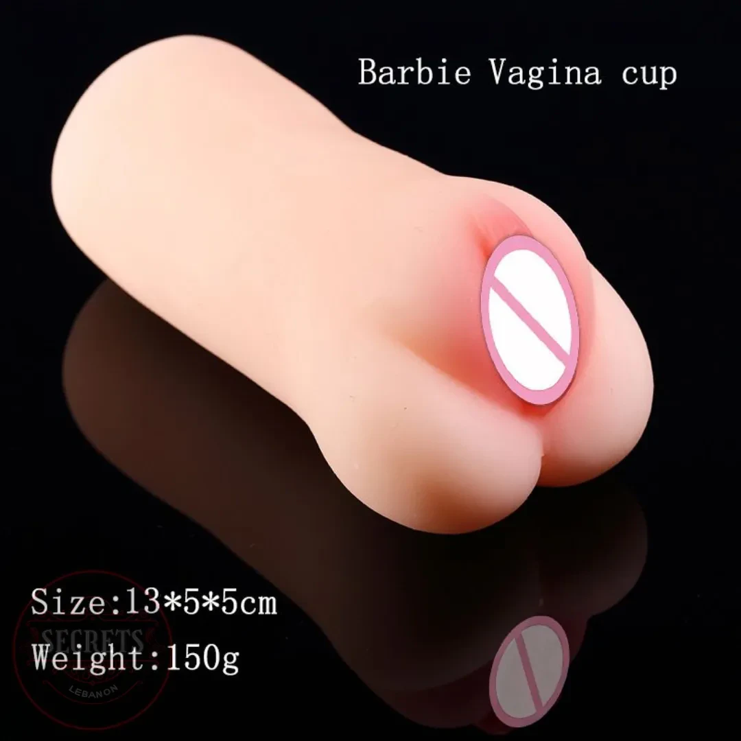 Barbie Pocket Pussy Sleeve flesh-toned masturbator with pink opening on black background