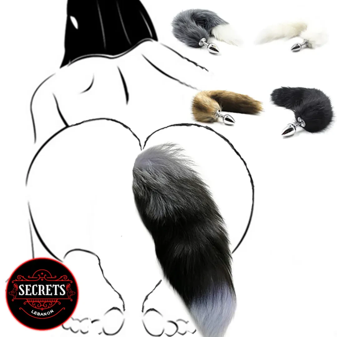 Beginner Fur Tail Anal Plug shown in four faux fur colour variants