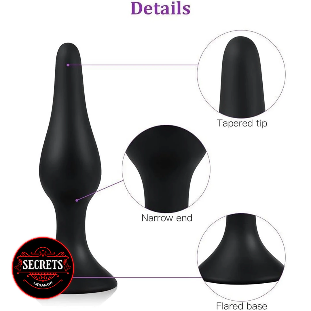 Beginner To Advanced Anal Plug Set black silicone with tapered tip and flared base