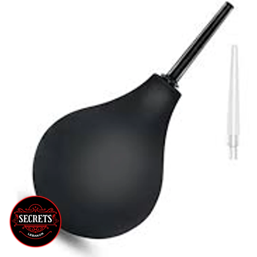 Beginners Classic Silicone Enema black bulb with nozzle on white background