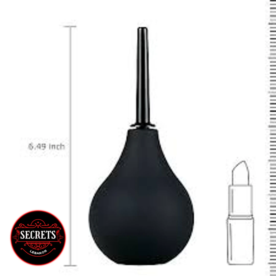 Beginners Classic Silicone Enema black bulb with narrow nozzle on white background