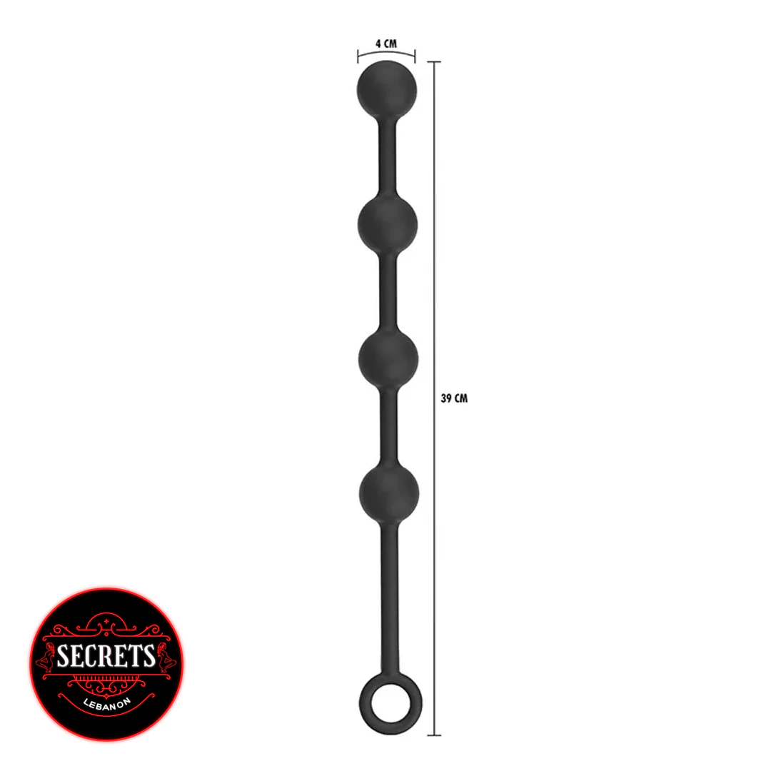 BlackOut Flexible Silicone Anal Beads black 39cm with retrieval ring