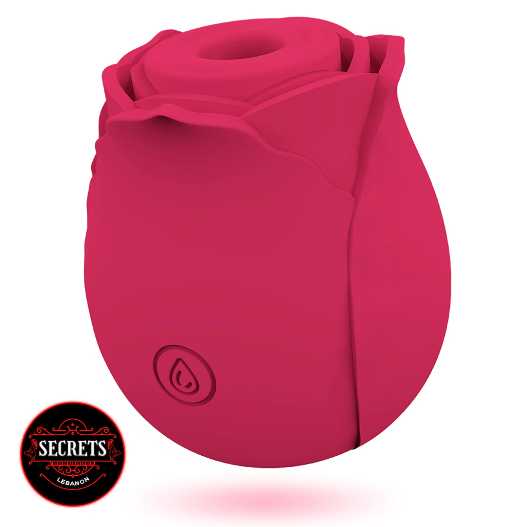 BloomPulse Rose Suction Vibrator in deep pink silicone with single control button
