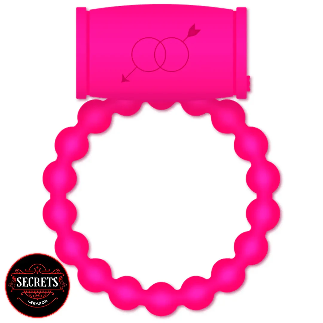 Casual Love Couples Vibrating Ring in hot pink with beaded silicone loop