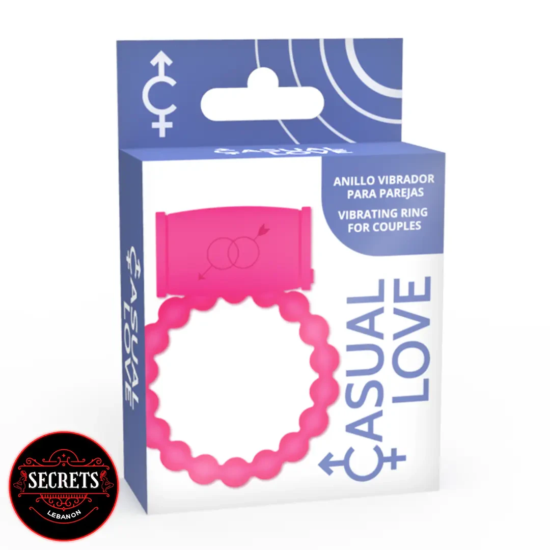 Casual Love Couples Vibrating Ring pink beaded silicone in retail packaging