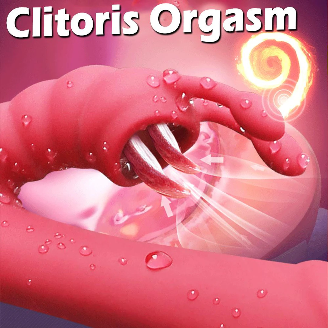 Passion Tongue Licking Rabbit Vibrator in hot pink beside red retail box