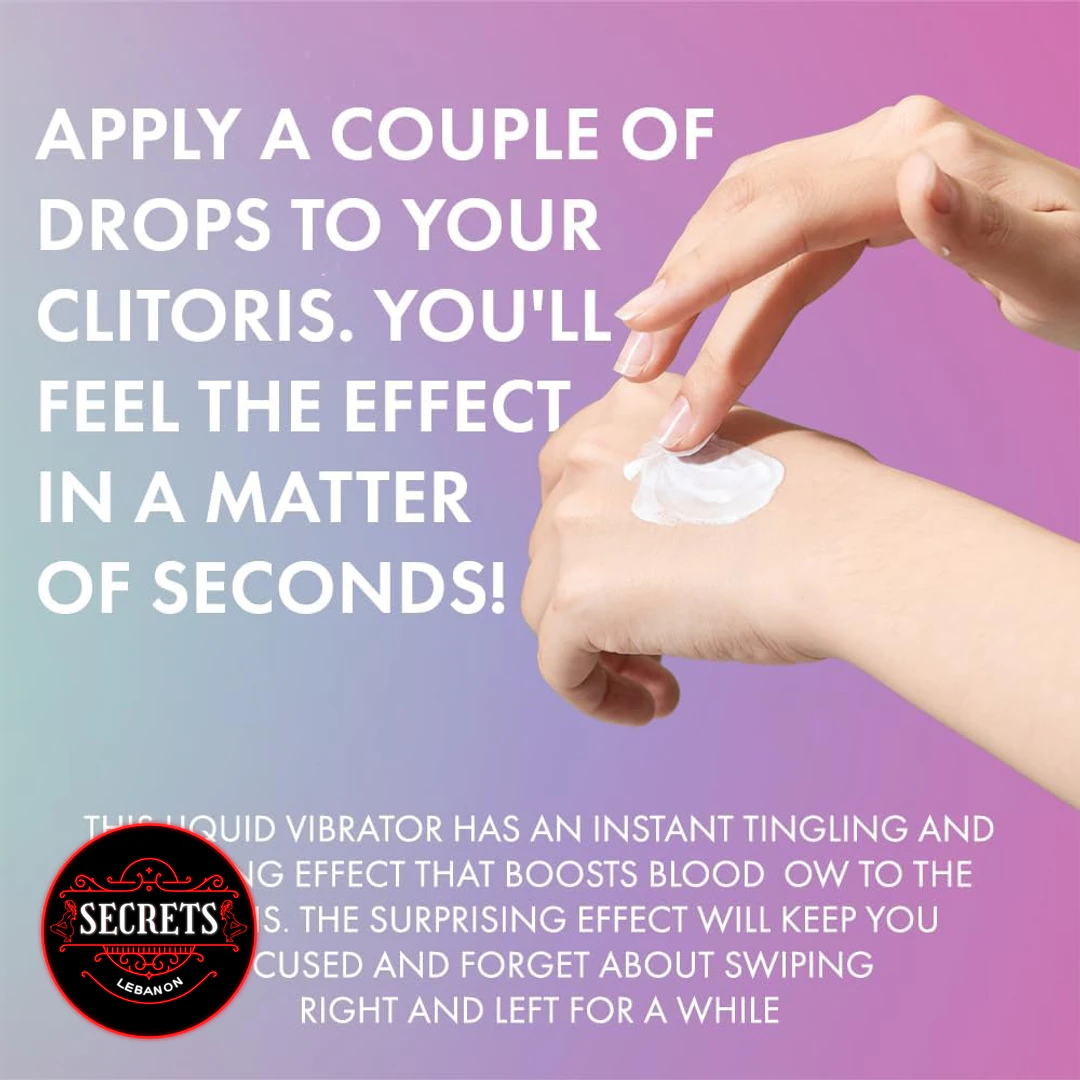Clitoral Tingling Liquid Vibrator cream dollop being rubbed onto a hand