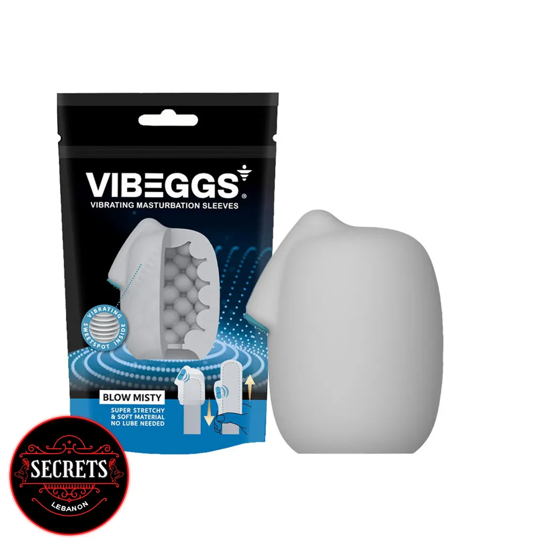 Couples Vibrating Masturbator grey egg sleeve with black retail packaging