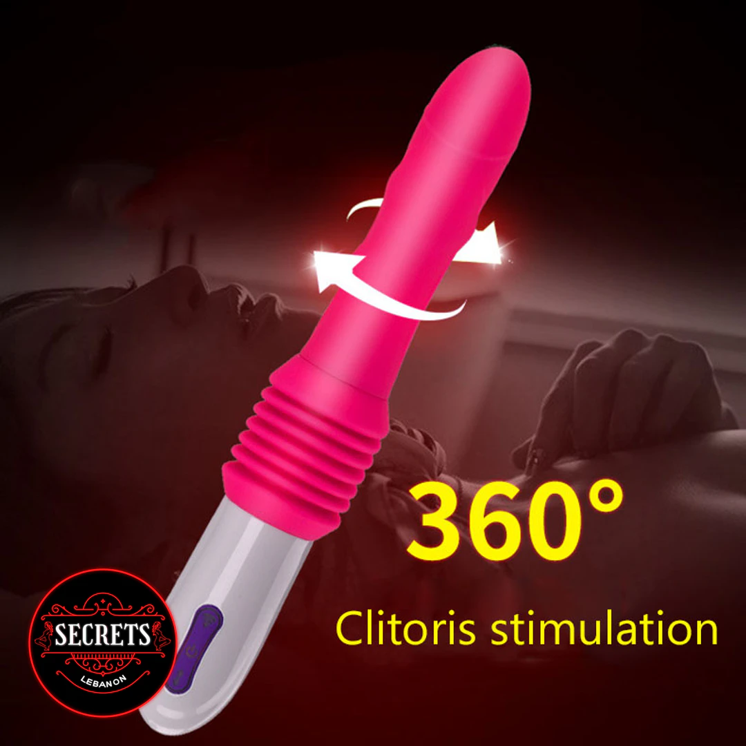 Cowgirl Thrusting Sex Machine in pink silicone with rotating head arrows