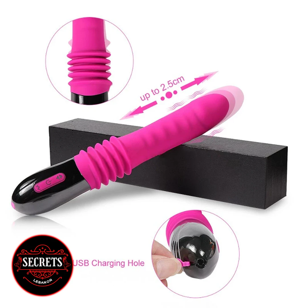 Cowgirl Thrusting Sex Machine in hot pink silicone with black control handle