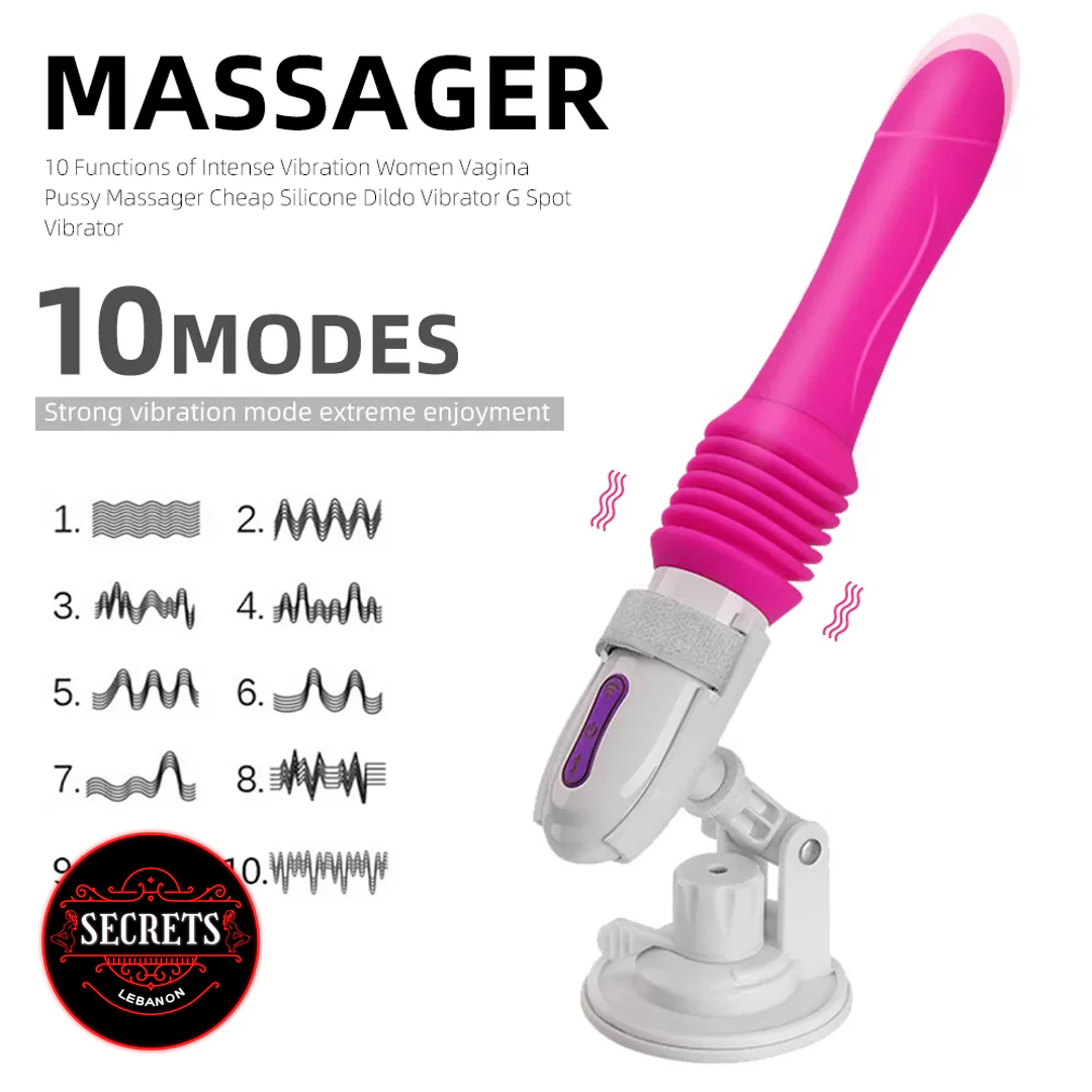 Cowgirl Thrusting Sex Machine with pink silicone shaft on white suction base