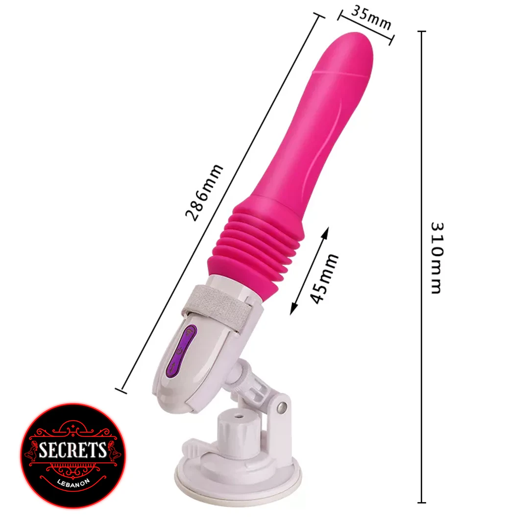 Cowgirl Thrusting Sex Machine with pink dildo on suction cup base
