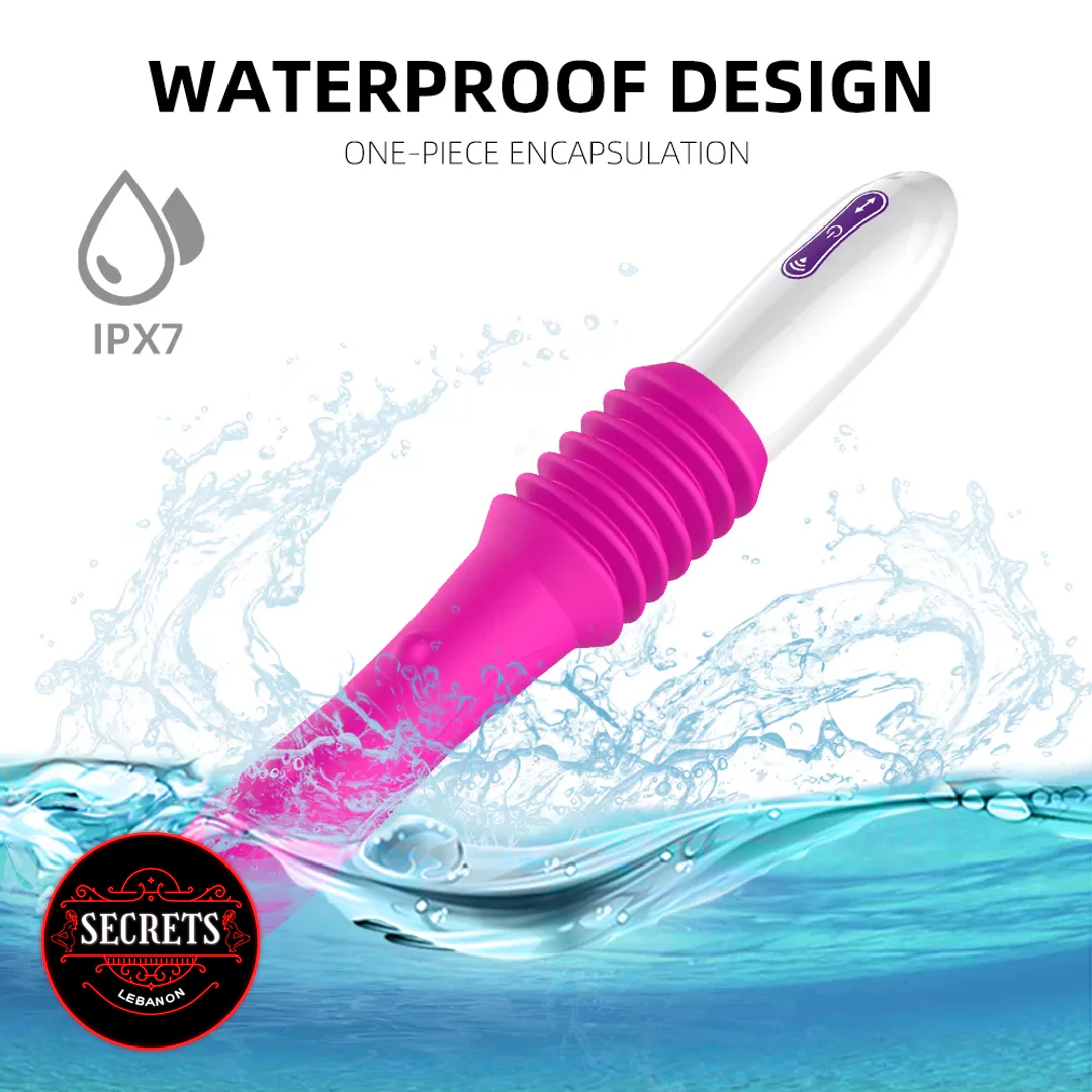 Cowgirl Thrusting Sex Machine in pink and white submerged in water splash