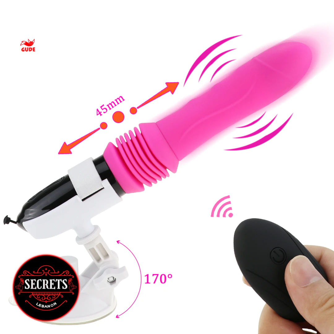Cowgirl Thrusting Sex Machine pink silicone with suction base and wireless remote
