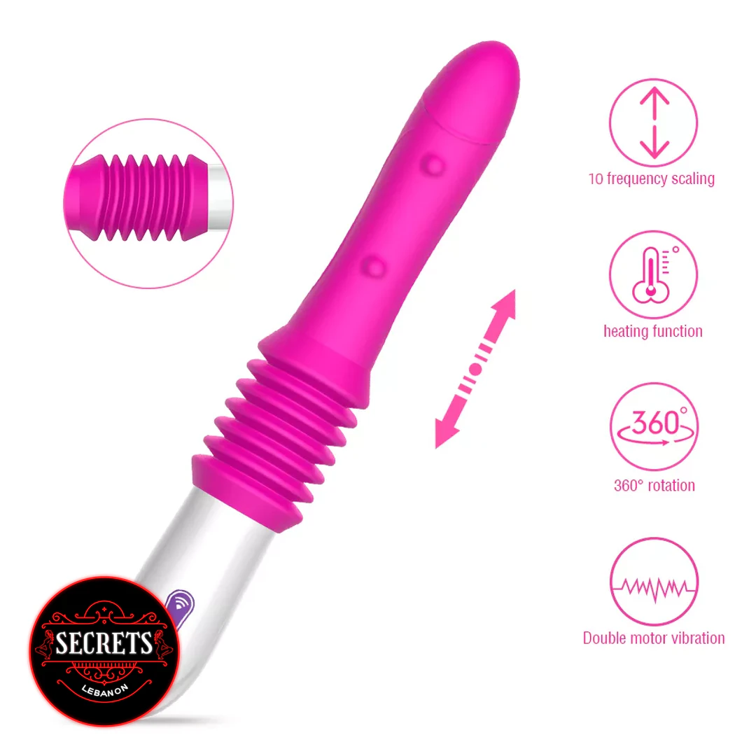 Cowgirl Thrusting Sex Machine in hot pink with ribbed silicone handle