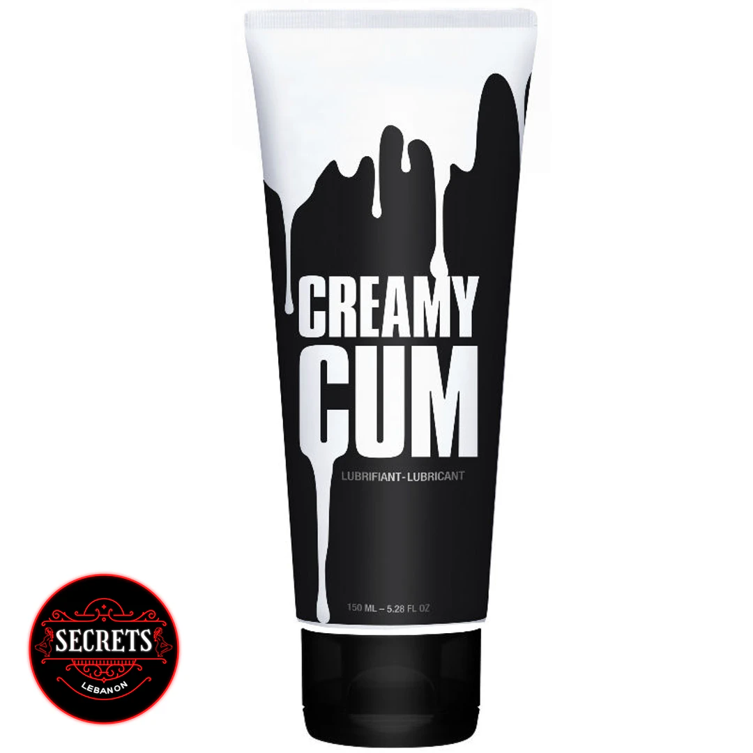 Creamy Cum Lubricant 150ml black and white squeeze tube front view