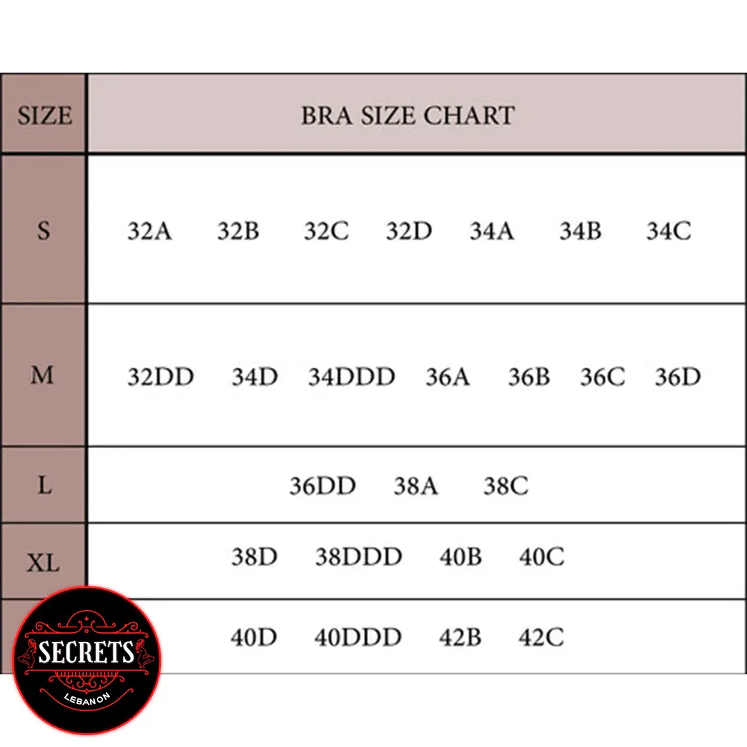 Deep Plunge Thong Bodysuit Shaper bra size chart S to XXL