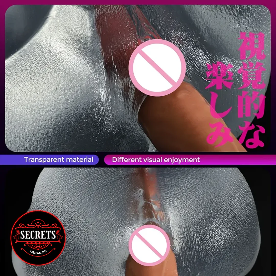 DeepChannel Realistic Butt Masturbator transparent grey material close-up usage view