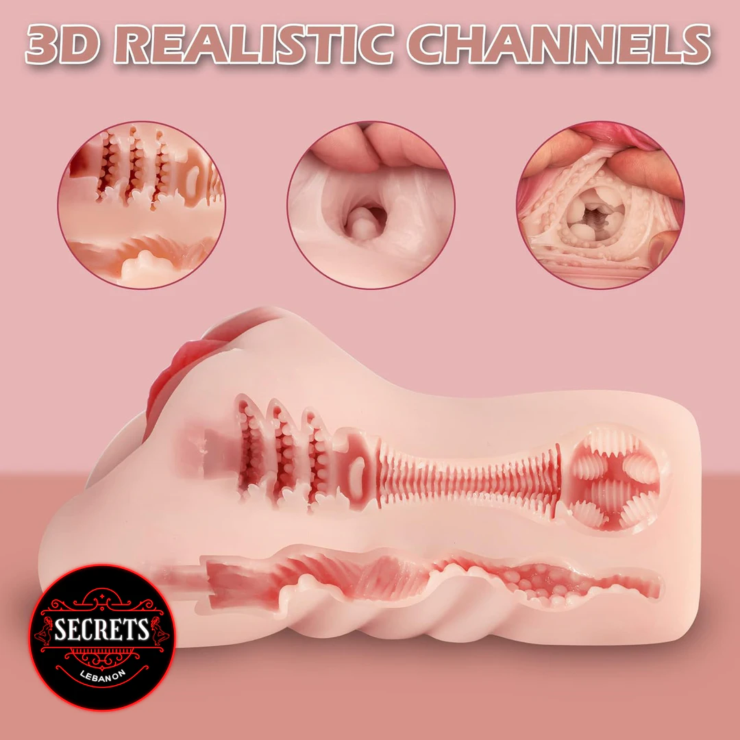 DeepGroove 3D Realistic Male Stroker cut open showing textured internal channels