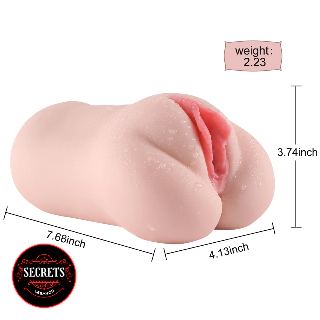 DeepGroove 3D Realistic Male Stroker flesh-tone pocket pussy with size dimensions shown