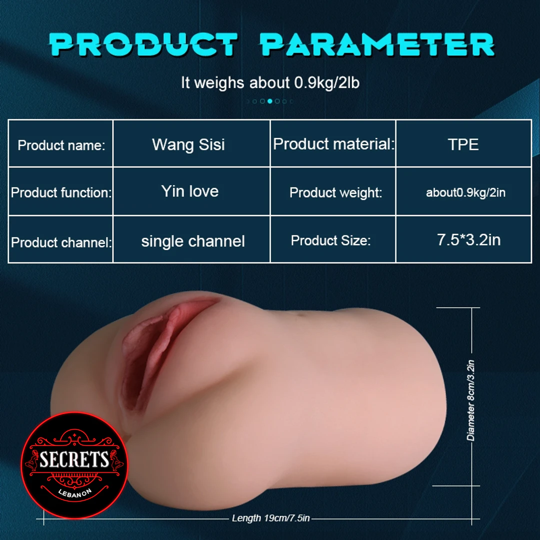DeepGroove 3D Realistic Male Stroker product specs chart with TPE dimensions shown