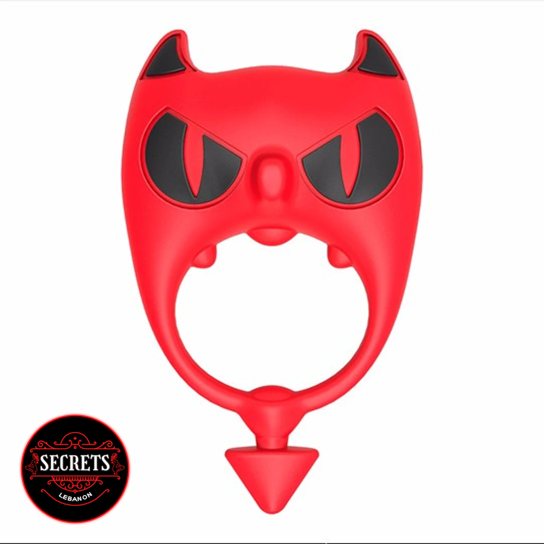 Demon Devil Silicone Cock Ring Vibrator illuminated LED glow feature in dark setting