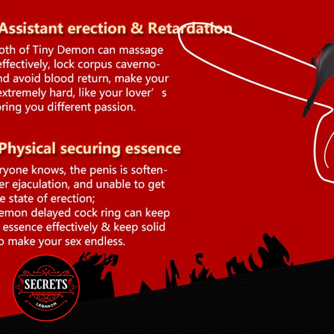 Demon Devil Silicone Cock Ring Vibrator stretchy ring opening detail close-up