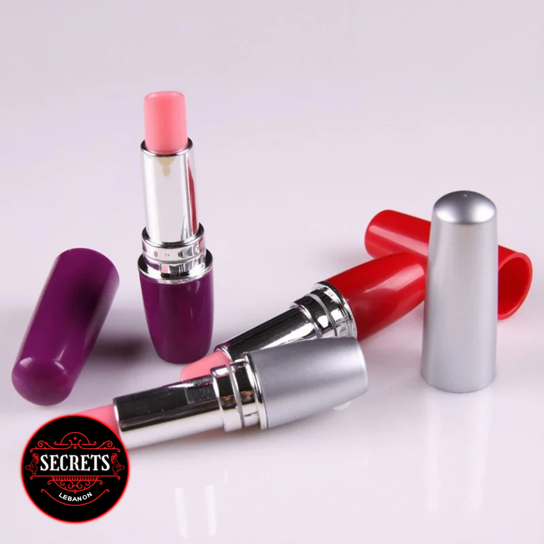 Discreet Lipstick Bullet Vibrator in purple and red with silver accents uncapped