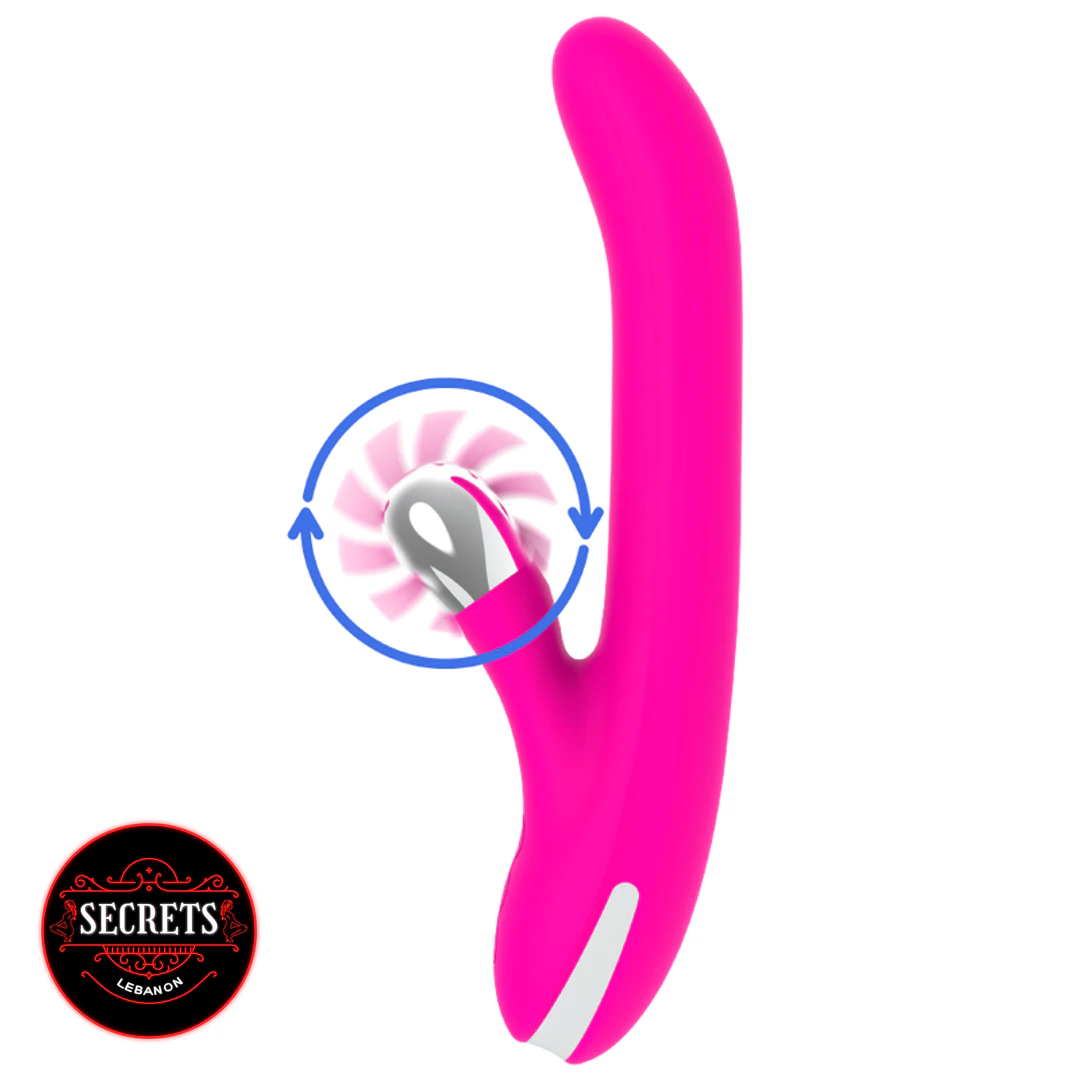 Diversia 24cm Rechargeable Rabbit Vibrator in hot pink with rotating clitoral tip
